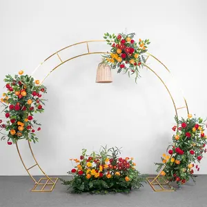 Arco de jardín para boda, círculo dorado, redondo, fuerte, arco de Metal