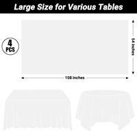 4 paquets de nappes jetables blanches, robustes, nettoyage sans effort pour les fêtes, les anniversaires, etc.