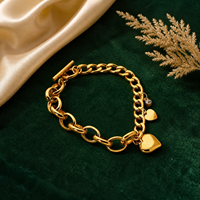 Bracelet tendance en acier inoxydable avec fermoir OT et breloque cœur, chaîne gourmette plaquée or 18 carats pour femme, bijoux en zircon cubique