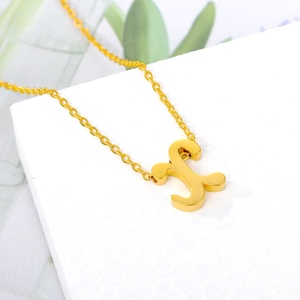Nuevo collar de letras minúsculas <span class=keywords><strong>con</strong></span> colgante de letras de collar de acero inoxidable hueco para mujer - Product Image 3