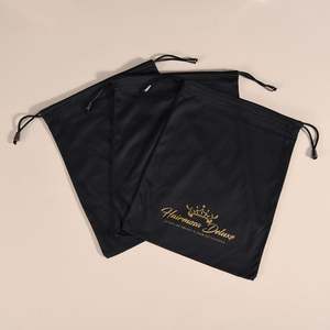 Sacs à cordon en satin de soie recyclable de luxe, sac à main pour perruque, chaussures de danse, logo personnalisé pour le stockage de cadeaux, emballage anti-poussière pour perruques - Product Image 5