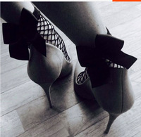 Chaussettes d'été minces et sexy en résille de nylon pour femmes avec gros nœud
