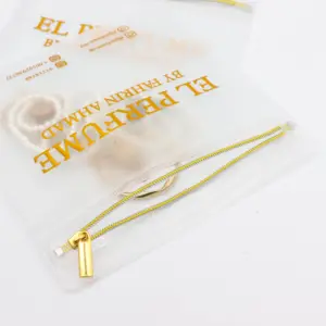Petite pochette à bijoux en plastique givrée de haute qualité avec logo personnalisé et fermeture éclair en or