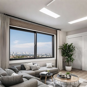Fenêtre coulissante en aluminium et verre, design géométrique moderne, finition mate <span class=keywords><strong>taupe</strong></span>, à profil étroit - Product Image 3