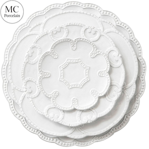 MC restaurante al por mayor hotel Fiesta <span class=keywords><strong>en</strong></span> relieve de cena de porcelana placas vintage blanco de cerámica juegos - Product Image 1