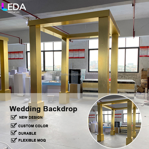 LEDA Heavy Duty Ironwork <b>Gold</b> Wedding Backdrop Chuppah Indian Wedding Mandap for Event <b>Party</b> <b>Decor</b> - Product Image 4