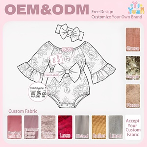 Conjunto de pelele de manga acampanada con hombros descubiertos y estampado navideño para bebé niña, body con lazo <span class=keywords><strong>en</strong></span> la espalda y diadema a juego, atuendo festivo para recién nacida para sesiones de fotos - Product Image 2