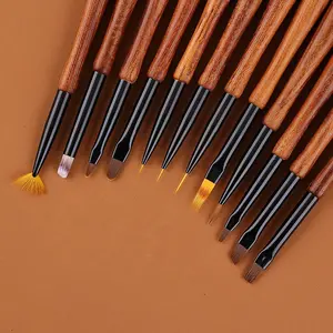 Chất Lượng Cao Gỗ Xử Lý Nail Brushes Acrylic Ứng Dụng Mở Rộng Nail Khắc Chuyên Nghiệp Nail Art Brushes