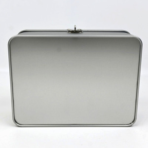 Lockable Rectangle Tin <b>Box</b> Custom Matte Silver With Flower‑shape Latch <b>Metal</b> Tin For Keepsake Candy Gift Storage Container - Product Image 5