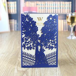 Kit d'<span class=keywords><strong>invitation</strong></span> de mariage à pochettes découpées au Laser, carton d'<span class=keywords><strong>invitation</strong></span> <span class=keywords><strong>avec</strong></span> enveloppes pour fête prénuptiale, fiançailles - Product Image 5