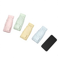 Parapluie Mini Pliant Anti-UV Épaissi à Six Plis avec Revêtement Noir, Portable, Manuel, Double Usage Soleil et Pluie pour Femmes