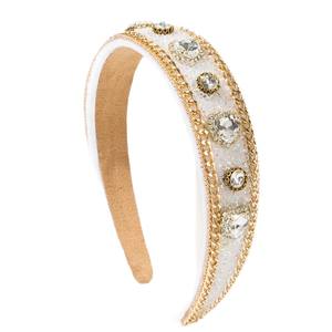 Serre-tête de fête et de mariage pour femme, style européen-américain, 15 cm, avec chaîne baroque et strass en forme de cœur - Product Image 4