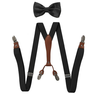 <span class=keywords><strong>Tirantes</strong></span> Unisex <span class=keywords><strong>con</strong></span> Diseño en Y y 4 Clips, <span class=keywords><strong>con</strong></span> Corbata de Moño de Satén a Juego, Cinturón de <span class=keywords><strong>Tirantes</strong></span> Elástico de 2.5 cm, Accesorio Formal <span class=keywords><strong>para</strong></span> Bodas - Product Image 2