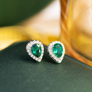All Fashion Laboratory <b>Jewelry</b> Lab Grown Green Gown Emerald Dia Earrings Water Drop - Product Image 4