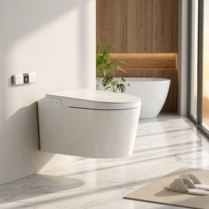 Venta Directa de Fábrica: Inodoro Inteligente de Cerámica Alargado, Montado en la Pared con Sifón en P y Asiento con Calefacción - Product Image 1