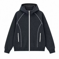 Vente en gros OEM ODM – Blouson à capuche unisexe oversize en polaire avec épaules tombantes, style décontracté, blocs de couleur, coutures sportives, fermeture éclair