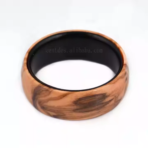 Gentdes Jewelry Handmade 8mm Dome Natur oliven holz Innen Wolfram ringe Ehering <span class=keywords><strong>Ring</strong></span> - Product Image 3