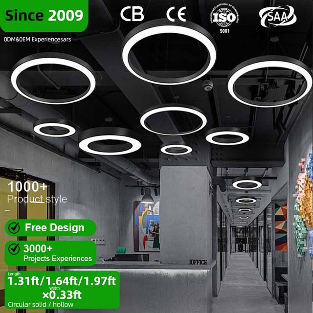 SUEZ Nordic Decorative Circular Led Hanging Lamp Office Chandelier Ceiling Light Gym Clothing Store