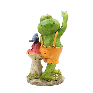 Divertente Statua in Resina a Forma di Rana con <span class=keywords><strong>Uccello</strong></span> e Fungo per Decorazione Giardino - Product Image 5
