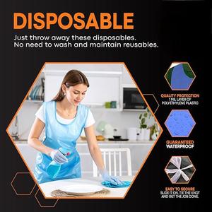 Tabliers jetables en plastique bleu, emballés individuellement, imperméables, en PE 1 mil, idéaux pour la cuisine et la restauration - Product Image 5