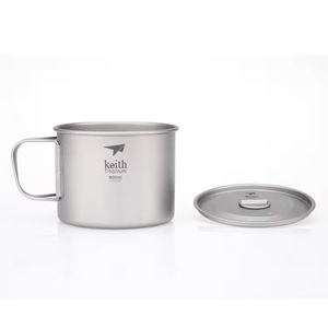Mug en titane sablé gris argenté ultraléger et écologique multi-usages 900 ml pour pique-nique en plein air, camping, randonnée, backpacking - Product Image 2