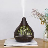 Humidificateur à ultrasons à motif de gazon et grain de bois, diffuseur d'huiles essentielles, lampe à changement de couleur pour la décoration intérieure
