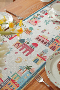 Mantel <span class=keywords><strong>de</strong></span> Jacquard Estampado para Ramadán Kareem EID Mubarak 2026, Diseño <span class=keywords><strong>de</strong></span> Luna, Estrella <span class=keywords><strong>y</strong></span> Castillo, 35*180cm, <span class=keywords><strong>Camino</strong></span> <span class=keywords><strong>de</strong></span> <span class=keywords><strong>Mesa</strong></span> Personalizable con Diseño Festivo - Product Image 3
