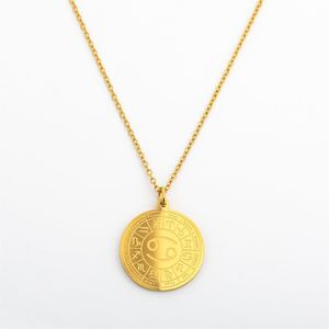 Collares de joyería de moda <span class=keywords><strong>Vintage</strong></span> titanio acero 12 runas del zodiaco moneda redonda colgante collar <span class=keywords><strong>Etsy</strong></span> encanto Collar para hombres - Product Image 5
