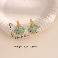 Boucles d'oreilles clous Gaoou Premium colorées en forme d'éventail pour femmes, en acier inoxydable plaqué or 18 carats, résistantes au ternissement, bijoux de mode