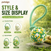 Balle pour chien classique en plastique camouflage avec corde, jouet à mâcher résistant et lumineux pour mâcheurs agressifs, biodégradable et écologique