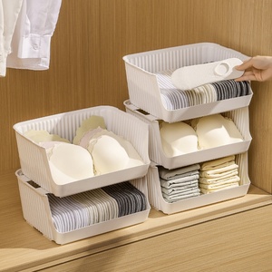 Home Life Thickened Anti-microbial Socks Underwear Bra Panties <b>Clothes</b> Divided <b>Storage</b> Box with Lid Plastic Wardrobe Drawer - Product Image 1
