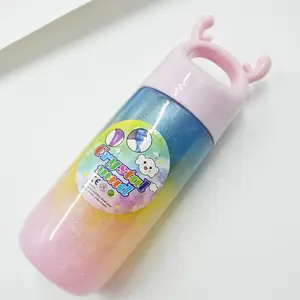 新奇简约350毫升少女彩虹水晶泥粉色云贴纸儿童透明泥玩具坐立不安粘液玩具