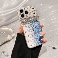 Étui de téléphone personnalisé en cuir de crocodile synthétique de luxe antichoc pour iPhone avec logo
