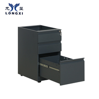 Archivador Móvil Moderno Gris Oscuro para Oficina, Gabinete con Ruedas y Cerradura Central, Archivador de Acero con Pedestal para Almacenamiento de Documentos de Oficina