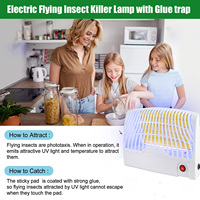 Lampe LED d'intérieur pour piège à insectes volants Lampe électronique pour tuer les insectes Lampe électrique pour piège à moustiques avec panneau de papier collant
