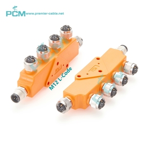 M12 L mã 4 + PE Power splitter 4 cách TEE Adapter 12A cho động cơ bước fieldbus ổ đĩa tuyến tính I/o van profinet Thiết bị chuyển mạch - Product Image 1