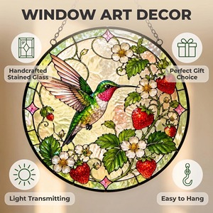 Haiqi Adorno de Ventana Redondo de Cristal con Colibrí, Decoración para el Hogar, Atrapasueños de Cristal - Product Image 3