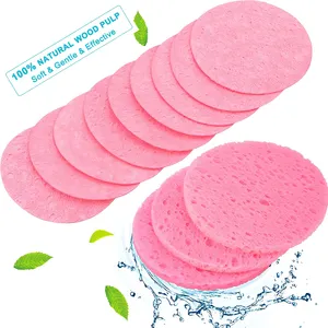 Cheap Natural Round Shape Face Sponge Cleaning Expanding Sponge Cellulose Compressed Facial Sponges for Cleansing