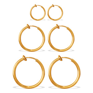 Pendientes de aro de aleación de zinc con diseño geométrico circular, poste de acero inoxidable, estilo minimalista para uso diario - Product Image 5