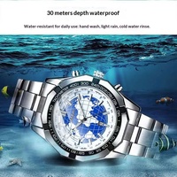 Montre de luxe pour homme Wandering Earth Hollow Quartz en acier inoxydable, 45 mm, aiguilles larges, ultra-fine 13 mm, verre minéral renforcé