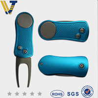 Outil de réparation de divot de golf en métal personnalisé, outil de réparation de divot de golf à lame escamotable, outil de réparation de divot de golf avec marqueur de balle, clip magnétique pour chapeau