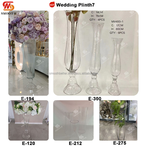 Mịn 50cm đôi đầu trumpet hình dạng rõ ràng Acrylic hoa bình hoa đám cưới hoa đứng trong suốt Trung tâm hiển thị - Product Image 5