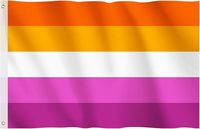 Drapeau Hianjoo 3x5 pieds Fierté Lesbienne Coucher de Soleil, Bannière LGBT en Polyester Anti-décoloration Doublement Cousue avec Œillets Métalliques