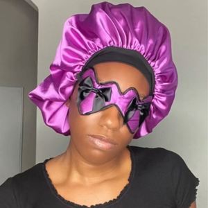 Double Layer Satin Bonnet with Detachable <b>Eye</b> <b>Mask</b> Night Cap for Curly Natural Hair Reduces Frizz Locks Moisture Promotion Gifts - Product Image 3