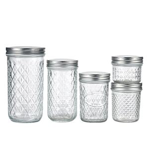 Vente en gros de pots en verre transparent de 8 oz et 16 oz pour <span class=keywords><strong>caviar</strong></span>, miel, confiture, jus, boissons, pots à large ouverture <span class=keywords><strong>avec</strong></span> couvercle en métal à vis - Product Image 2