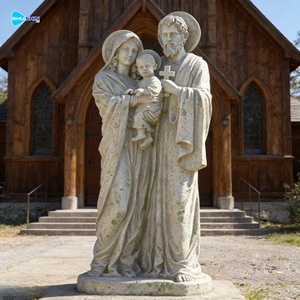 Escultura <span class=keywords><strong>de</strong></span> la Sagrada Familia en Mármol Blanco Natural Tallada a Mano, Decoración Religiosa Católica <span class=keywords><strong>de</strong></span> Tamaño Real para Exteriores - Product Image 2