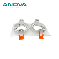 Spot à double tête carré à réglage encastré double gu10 mr16 boîtier de downlight