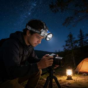 Linterna frontal LED potente de largo alcance, ultrabrillante, recargable, adecuada para pesca nocturna y camping. Lámparas de mesa con luz intermitente. - Product Image 5