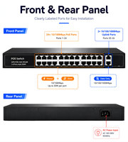 Switch POE OEM/ODM de Fábrica, 4, 8, 16, 24 Puertos 10/100M + 2 Puertos Uplink 1000M, Switch de Fibra Ethernet, Switch POE Gigabit para Cámara IP