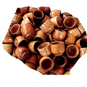 Tasses à thé en bois de coco naturel faites à la main, design vintage, compatibles lave-vaisselle, pour la maison, la cuisine, les restaurants et les cadeaux d'affaires - Product Image 1